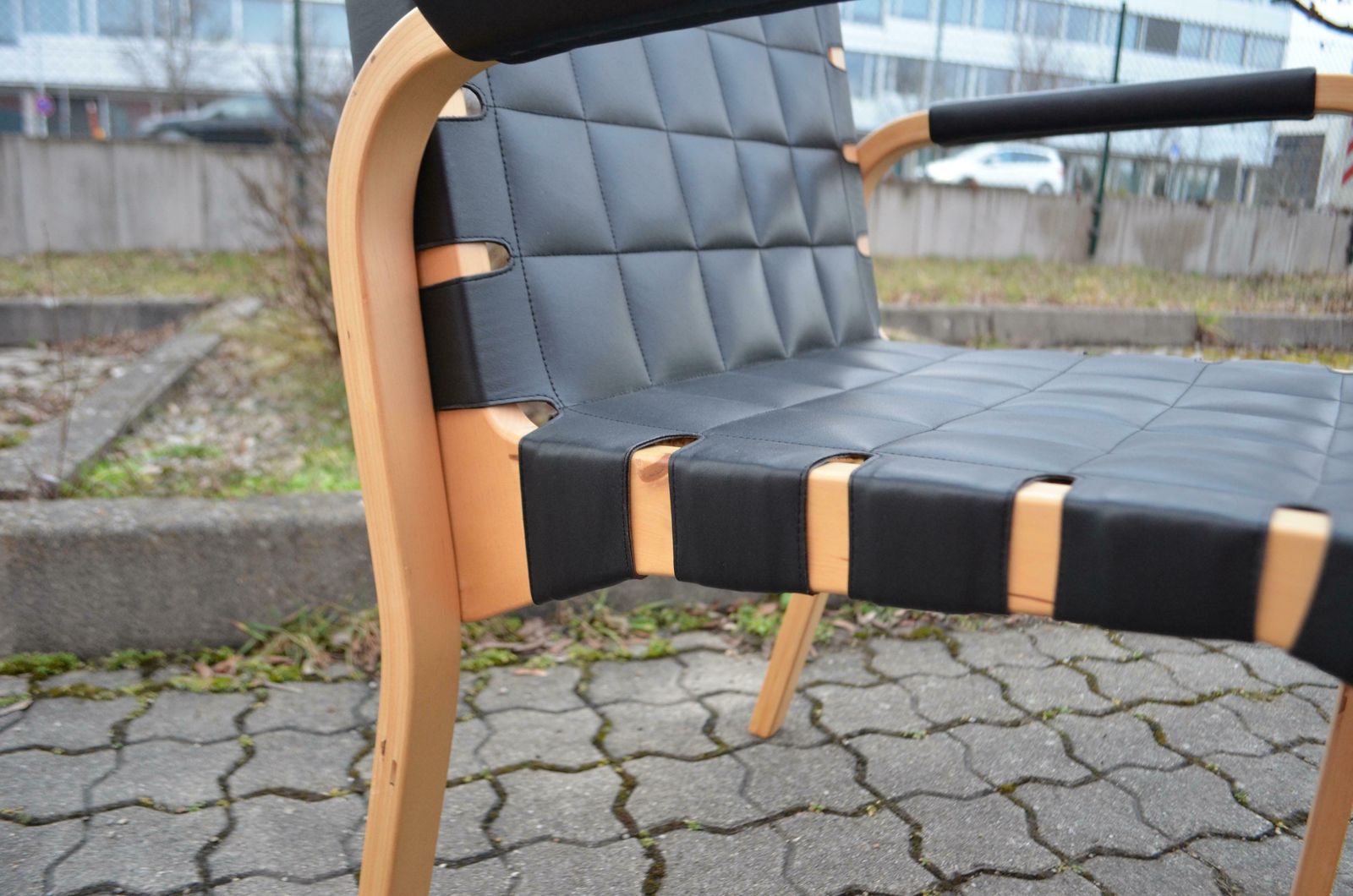 photo furniture Alvar Aalto For Artek Model 45 Armchair Chair Black Leather 1 Of 6