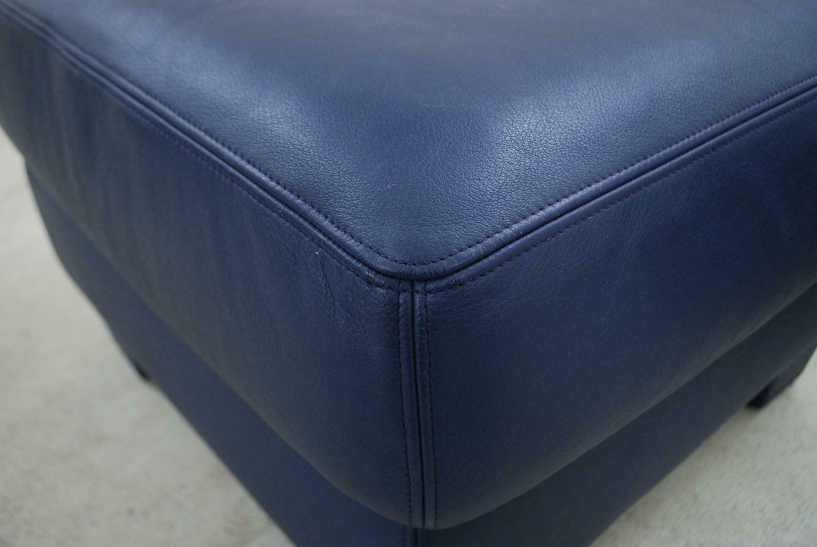 photo furniture De Sede Ds 17 Pair Of Blue Leather Ottoman Or Pouffe