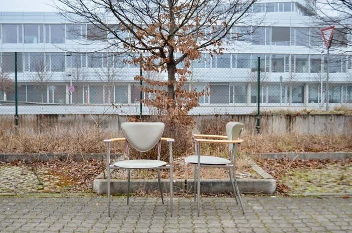 Furniture Arrben Italy Modern Grey Saddle Leather Dining Chair Model Marylin, Set Of 4 photo