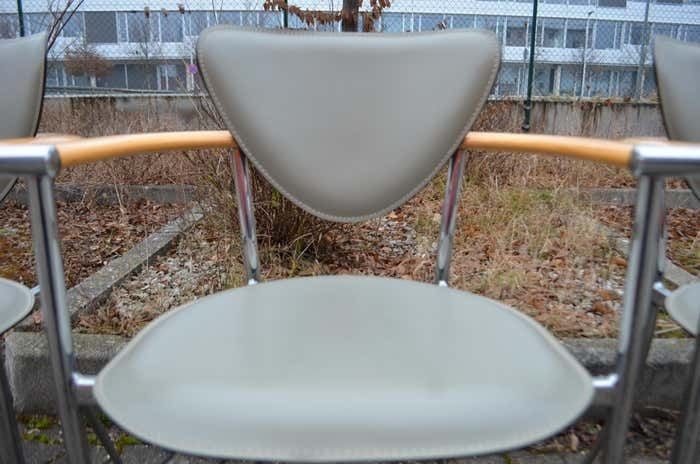 photo vintage Arrben Italy Modern Grey Saddle Leather Dining Chair Model Marylin, Set Of 4