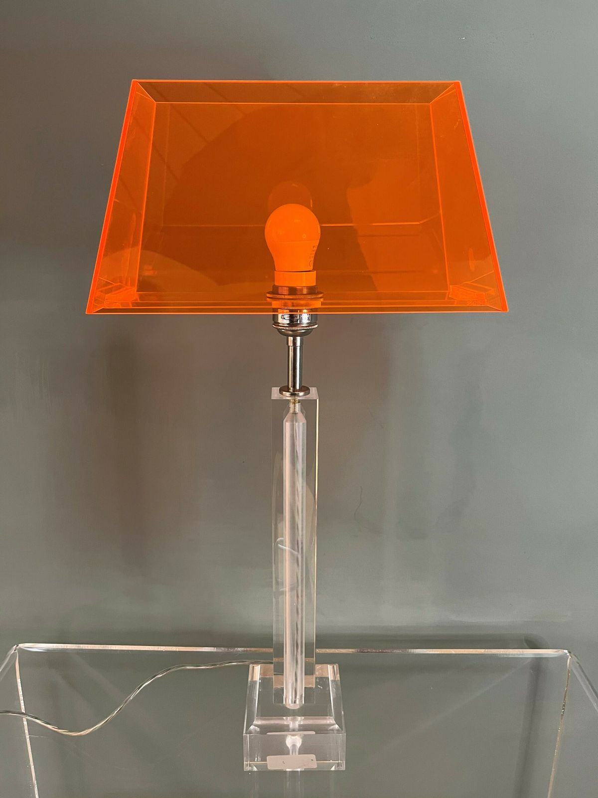 Early 21st Century Italian/English Acrylic Table Lamp With An Opaque Yellow Or Translucent Orange Acrylic Shade photo 325.0