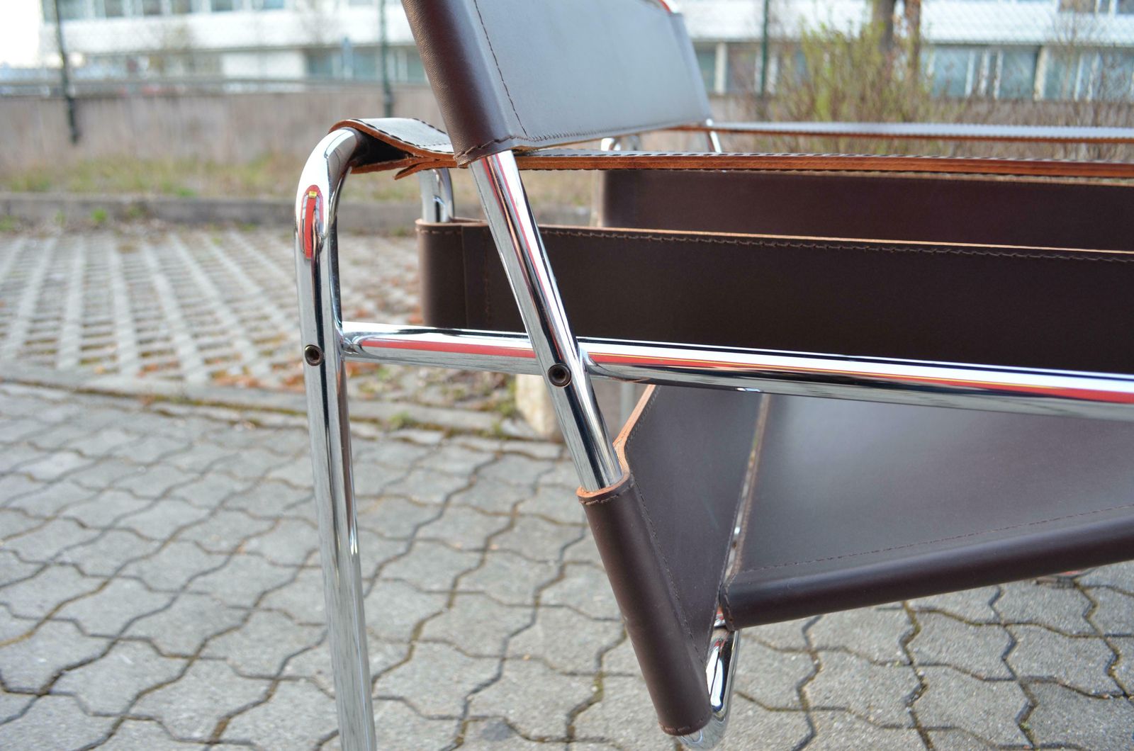 photo for sale Knoll International Wassily Chair By Marcel Breuer Brown Leather Set Of 2