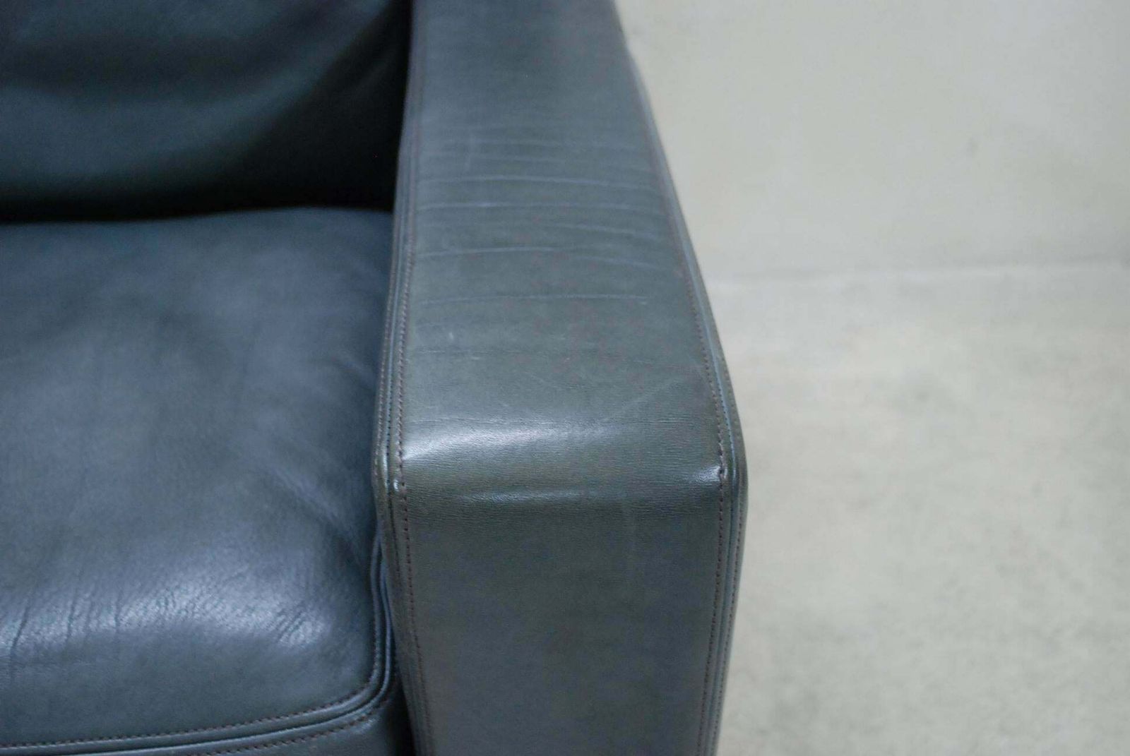 De Sede Ds 17 Pair Of Grey Leather Lounge Chair Armchair photo vinterior