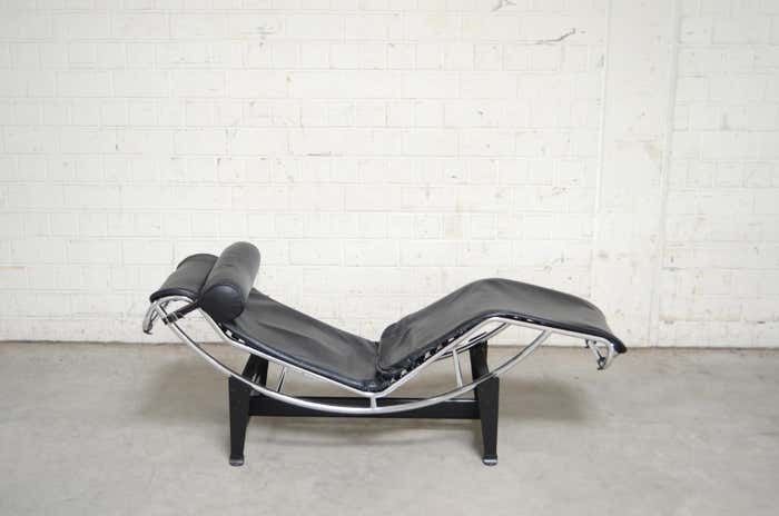 Le Corbusier Lc4 Black Leather Chaise Chaise Longue By Cassina photo furniture