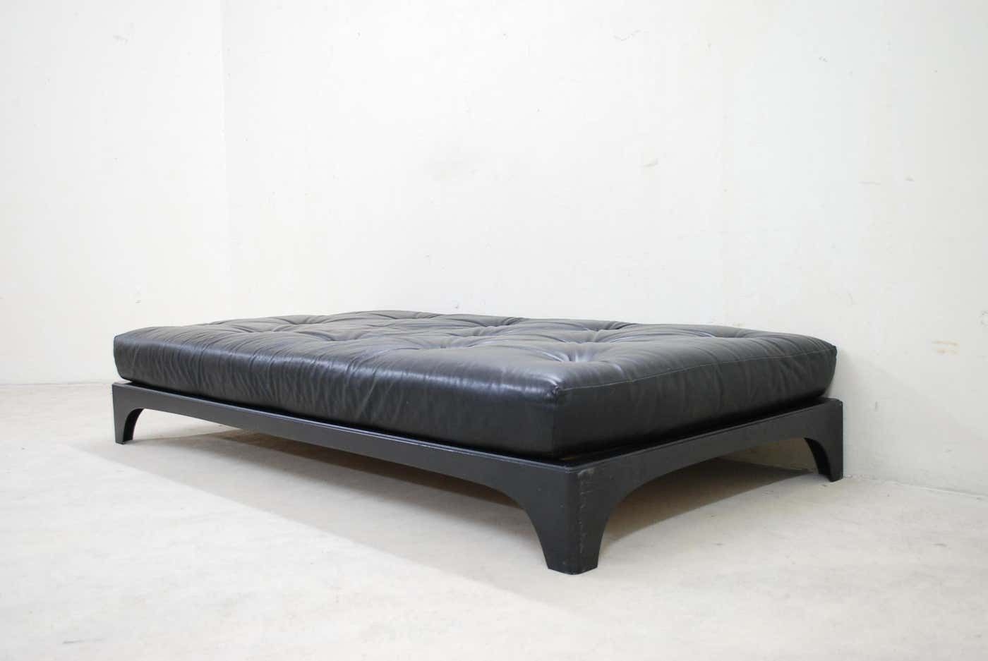 Vintage Fibreglass Black Leather Daybed photo Furniture
