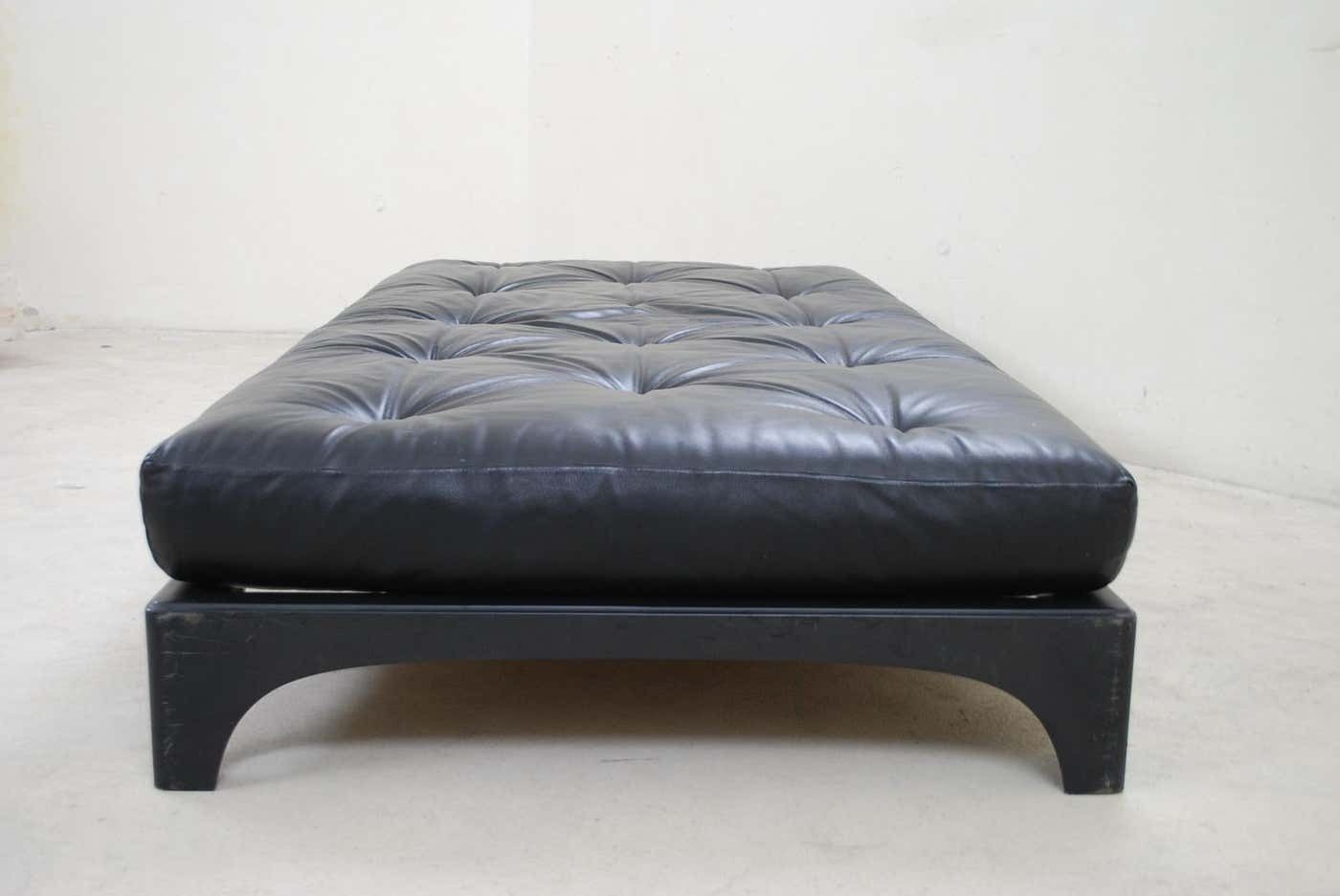 photo buy Vintage Fibreglass Black Leather Daybed