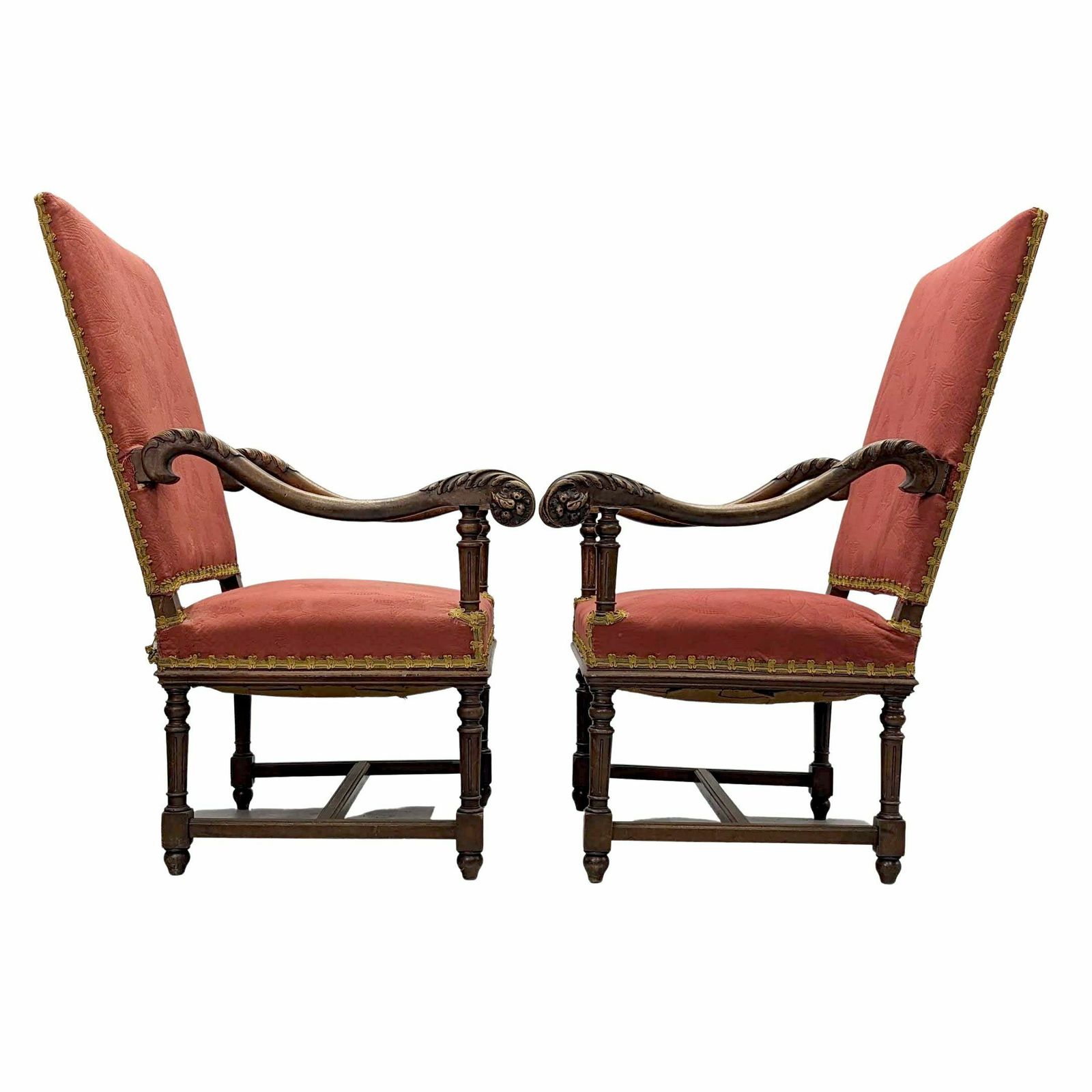 Pair Of Louis XIII Style Walnut Armchairs With Acanthus Leaves photo Furniture
