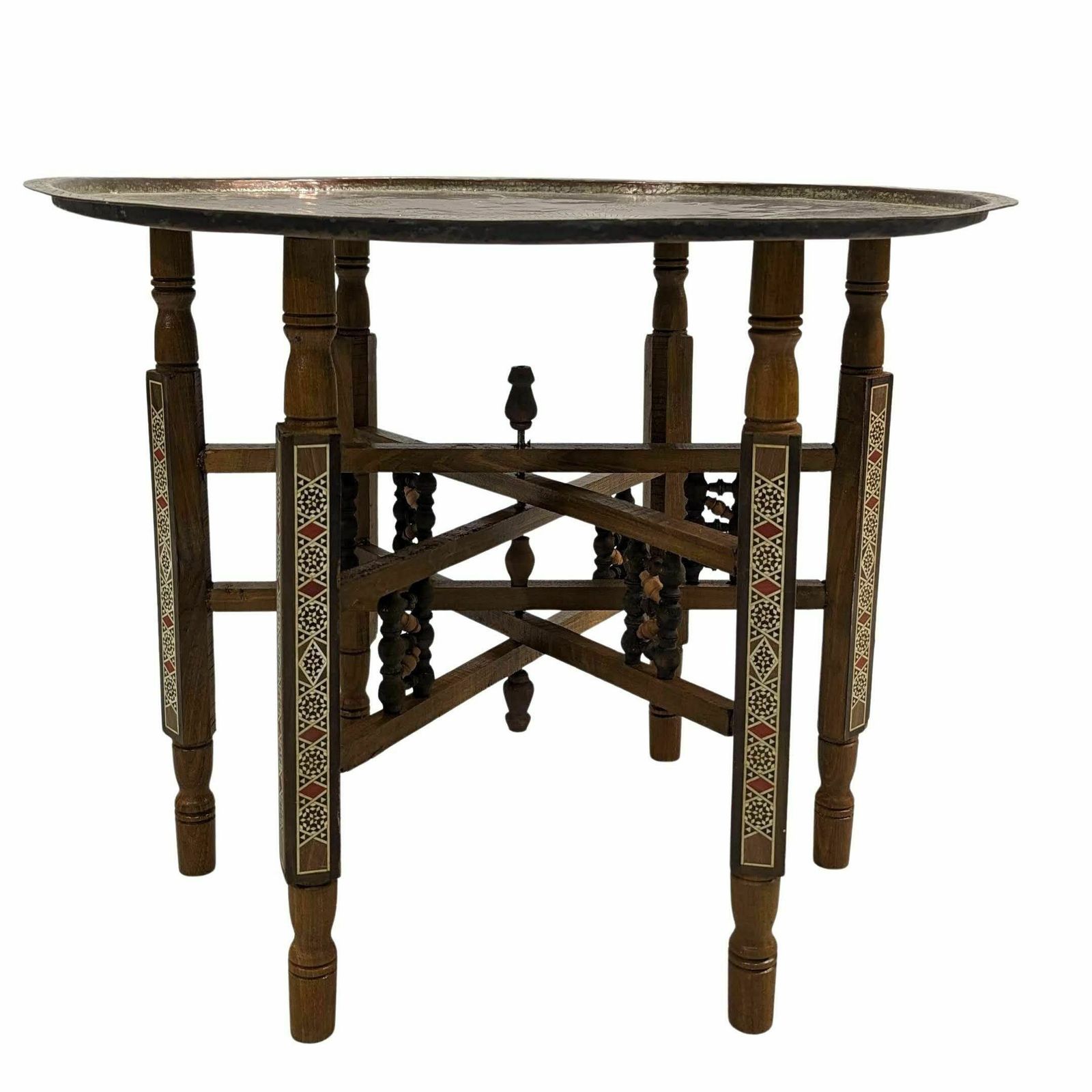 Oriental Embossed Brass Table From The Early 20th Century