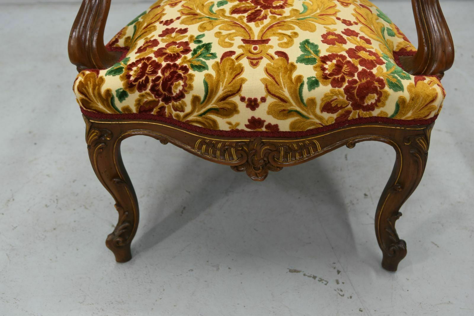 Louis XV Style Carved Walnut Armchairs Late 19th Century (Pair) photo vintage