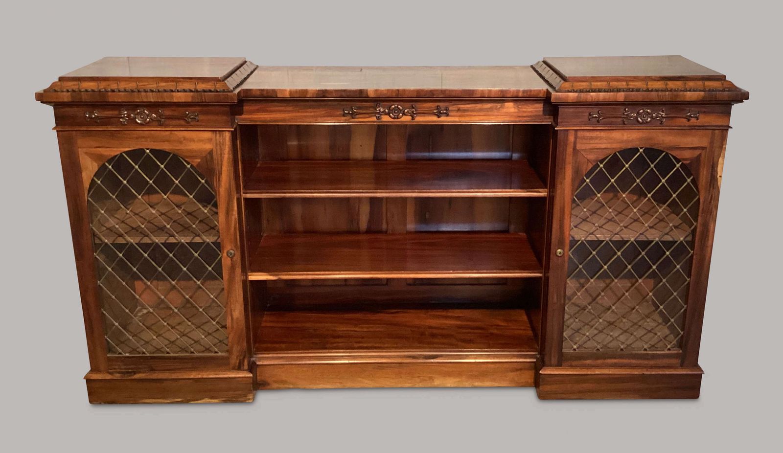 Handsome Regency Inverted Breakfront Bookcase / Cabinet photo furniture