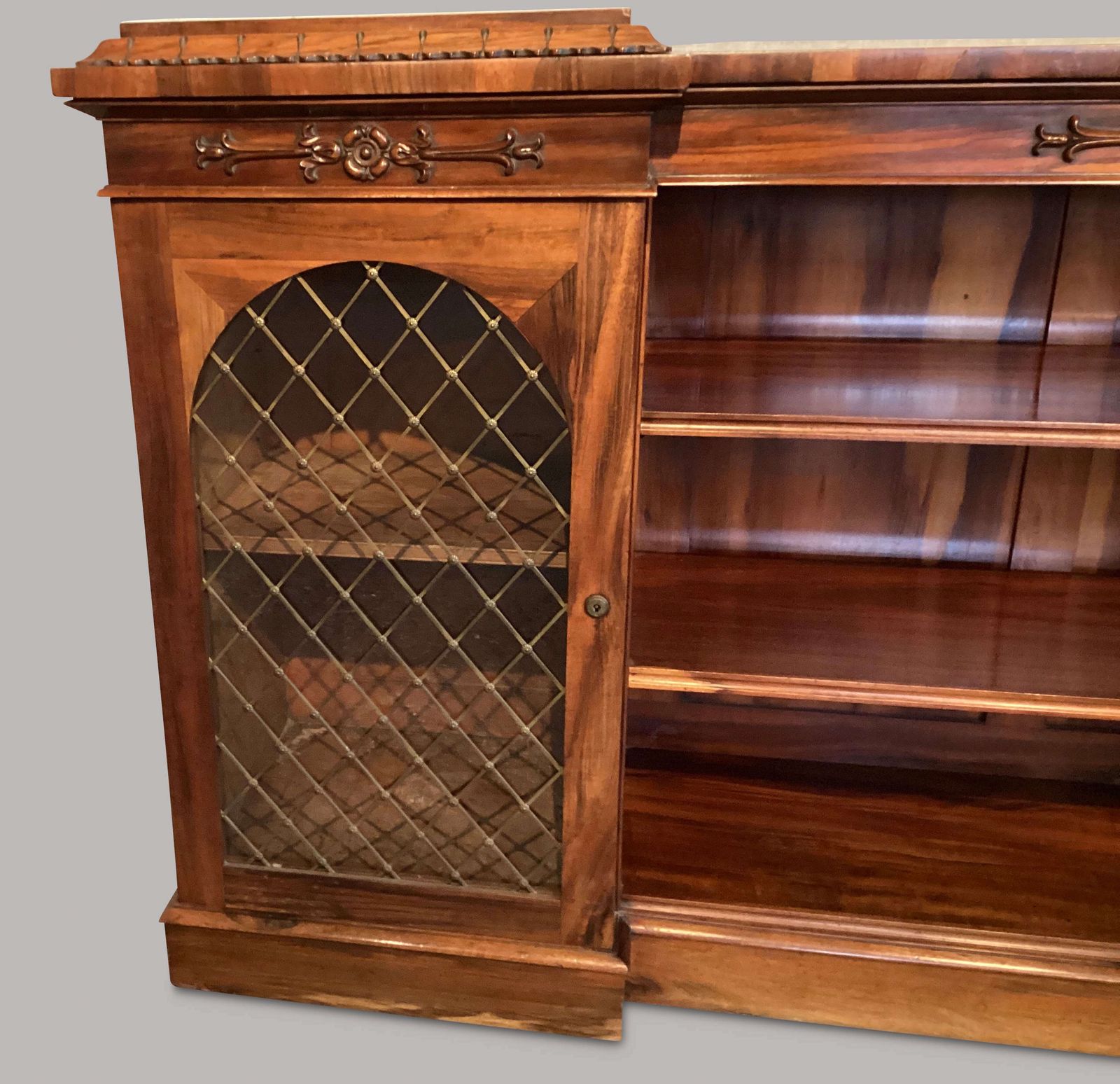 Handsome Regency Inverted Breakfront Bookcase / Cabinet photo vintage