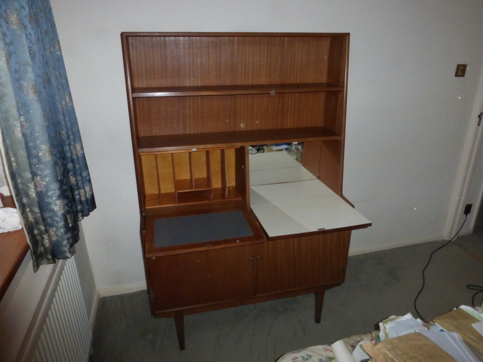 Teak Mid Century Modern Danish Style Sideboard / Highboard, Ingenious Multifunctional Unit photo furniture