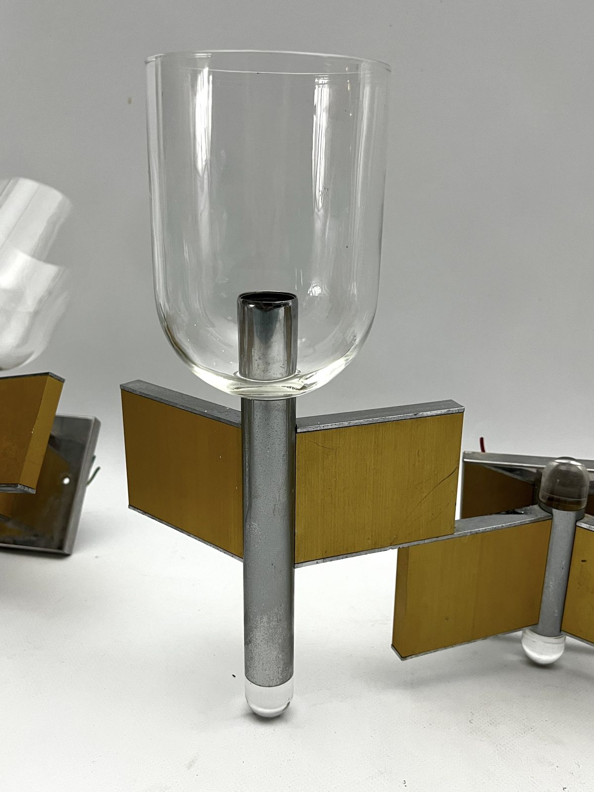 Mid Century Modern Set Of Eight Brass And Chrome Sconces By Sciolari. Italy 1970s photo buy
