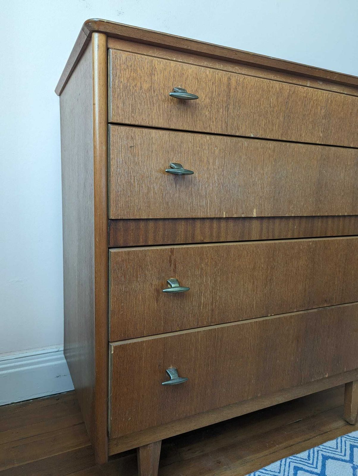 Vtg Mid Century Lebus Link Golden Oak Chest Drawers Retro Teak Danish Design photo for sale