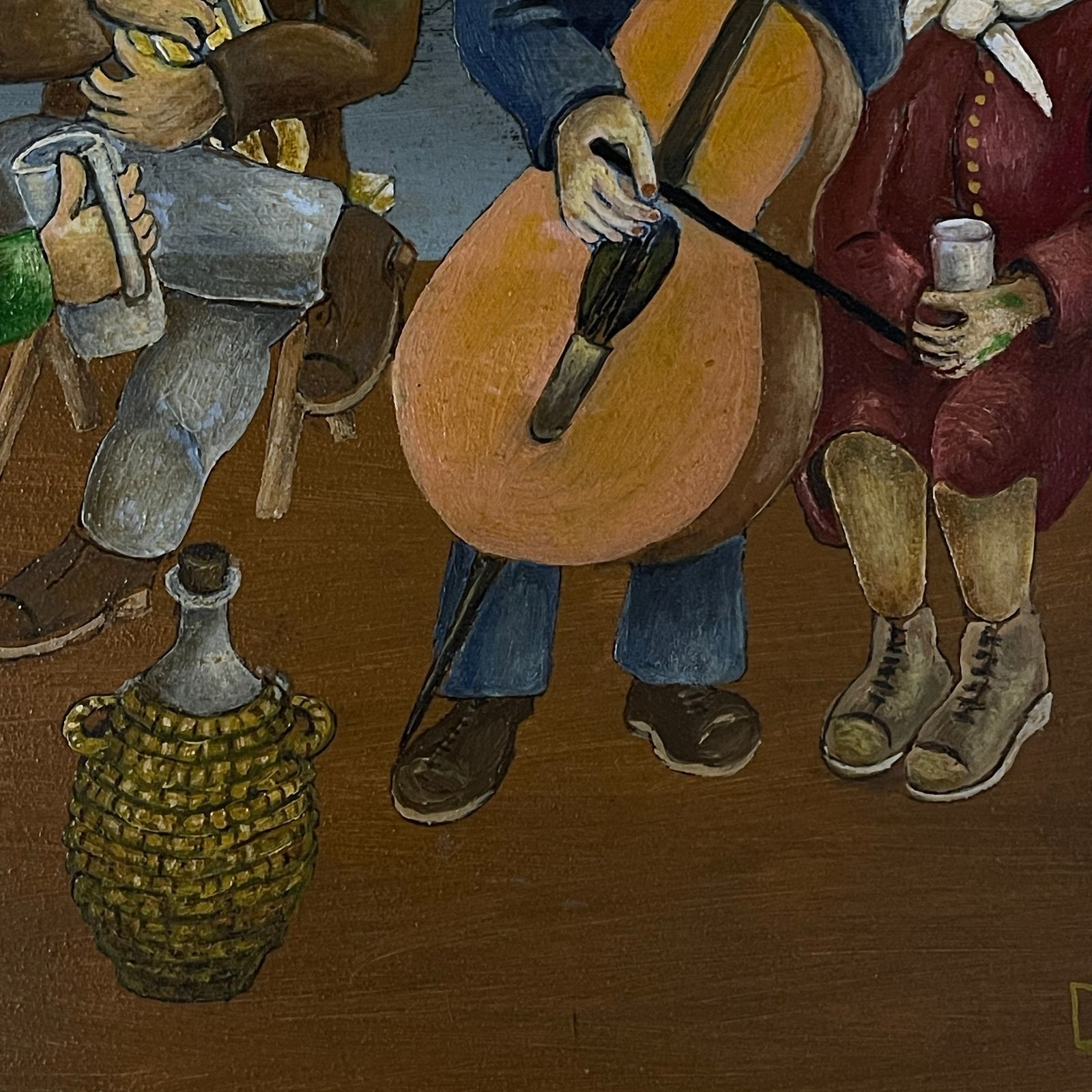photo furniture Painting Rural Feast In The Style Of Naive Art, Oil, Hardboard, Oto Dobovišek, Yugoslavia 1973