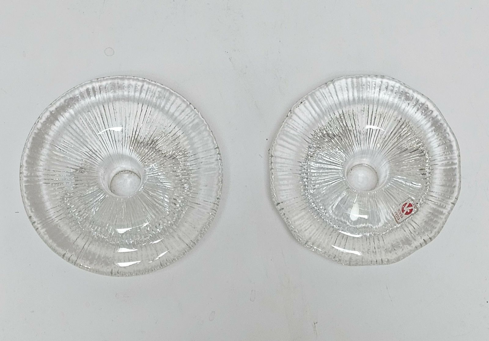 Pair Of Mid Century Modern Glass Candlestick Holders By Vetreria Etrusca // Made In Italy In 1970s photo for sale