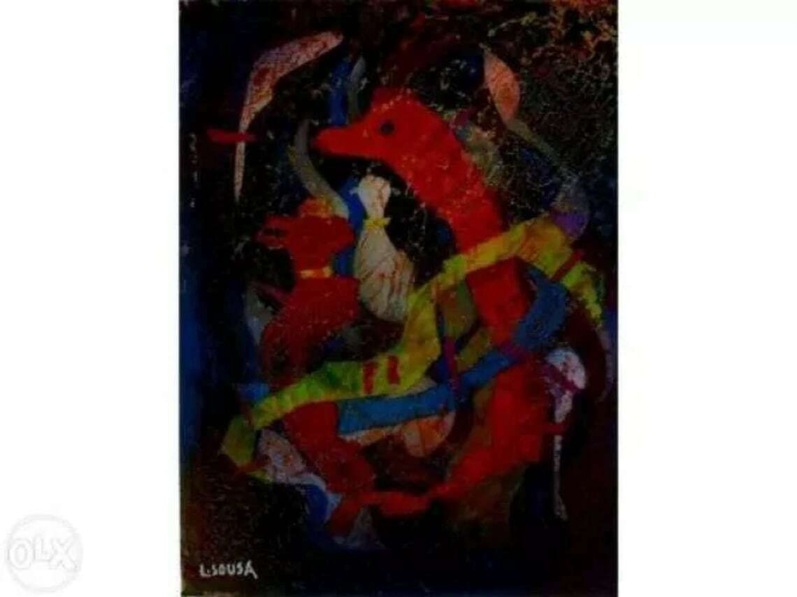 Mixed Technique Painting On Canvas, Signed, Original Oil Painting