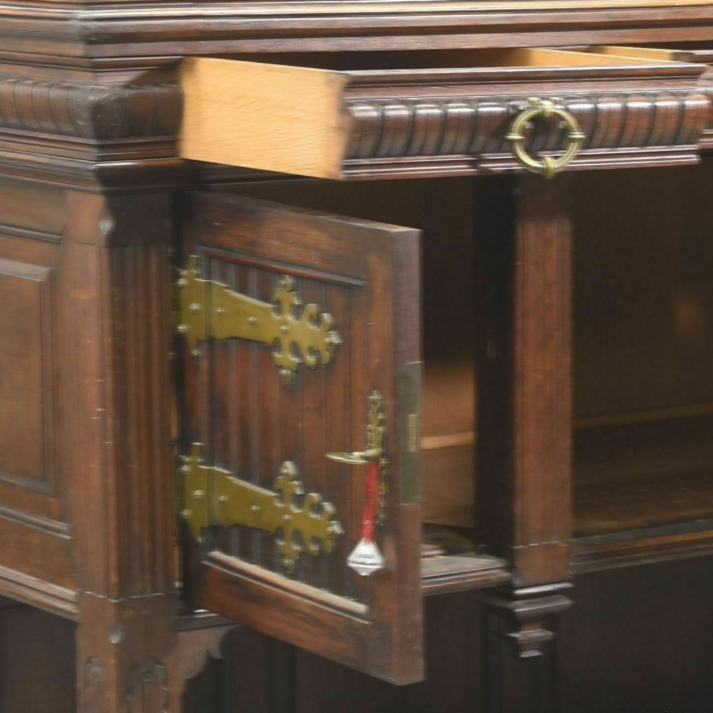Trolley Body In Walnut Gothic Style Late 19th Century photo Furniture