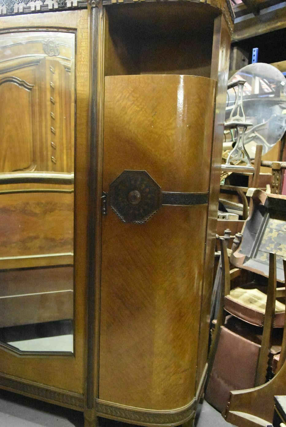 Mirror Cabinet 1900 Art Nouveau Mahogany And Maple Burr photo furniture