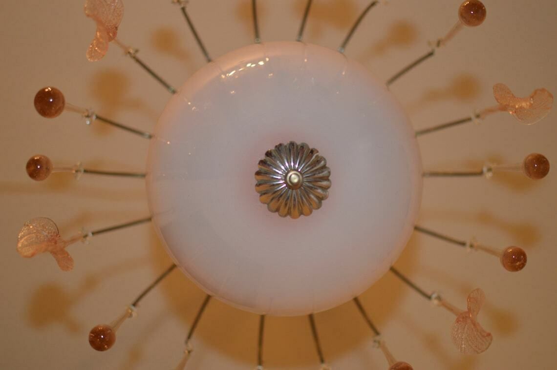 photo furniture Chandelier Venini Era Tear Drops Crystal Glass Mid Century