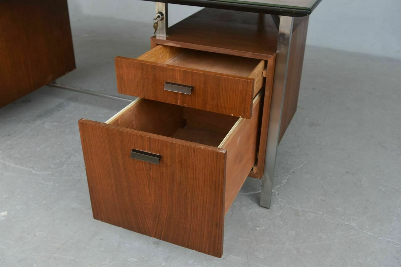 photo furniture Rosewood And Chrome Presidential Desk 1960s
