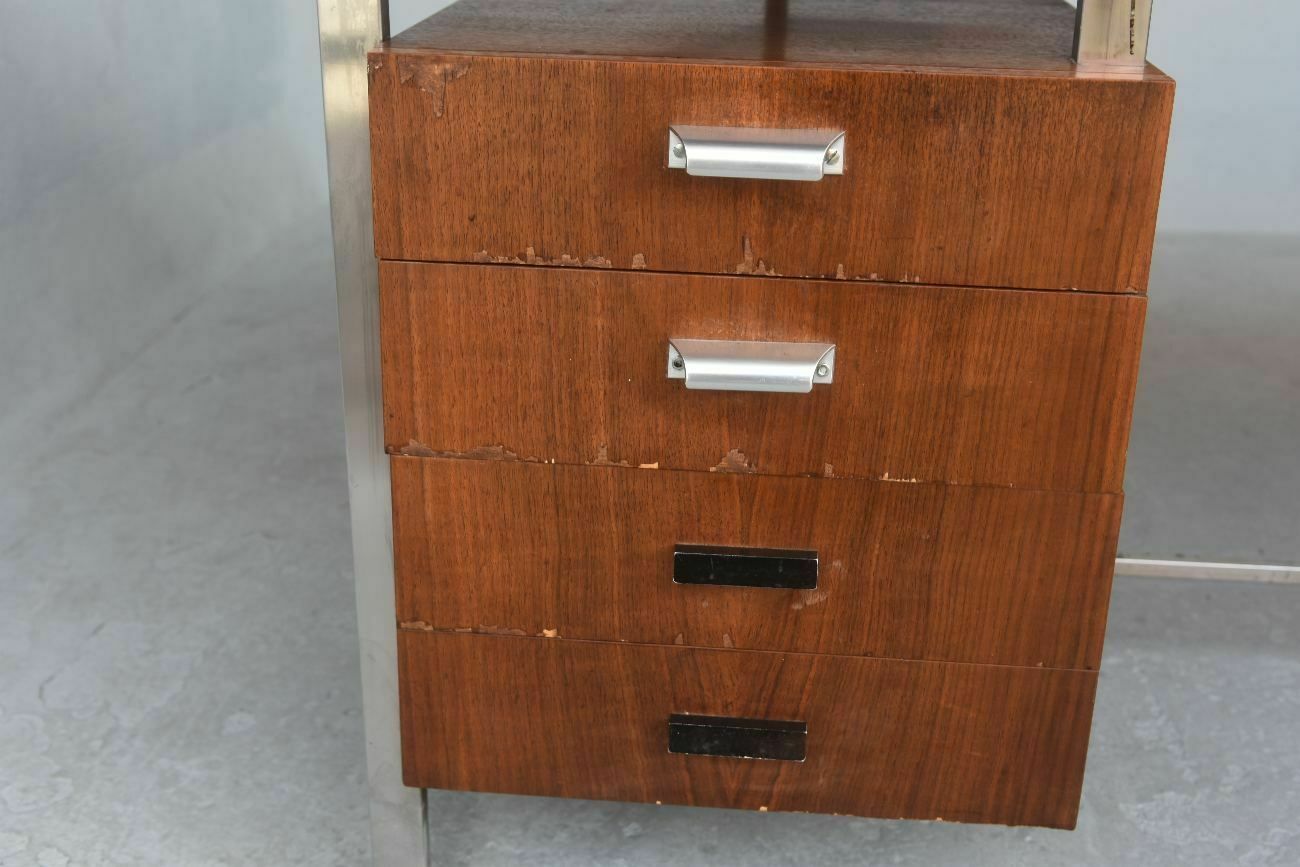 Furniture Rosewood And Chrome Presidential Desk 1960s photo
