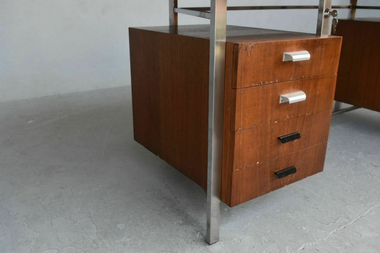 4861.0 Rosewood And Chrome Presidential Desk 1960s photo