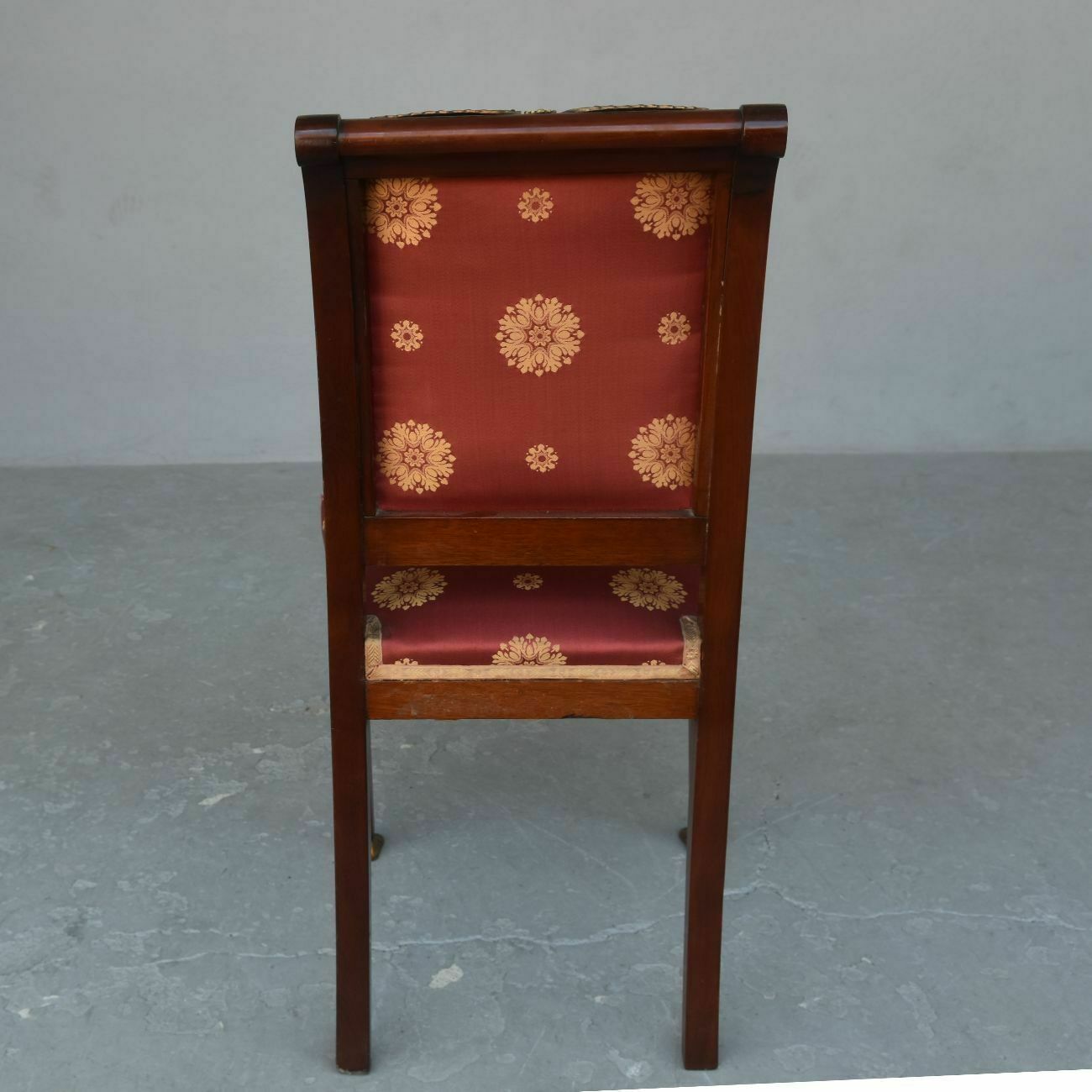 Empire Style Mahogany And Gilded Bronze Living Room Upholstered In 19th Century Silk photo vinterior