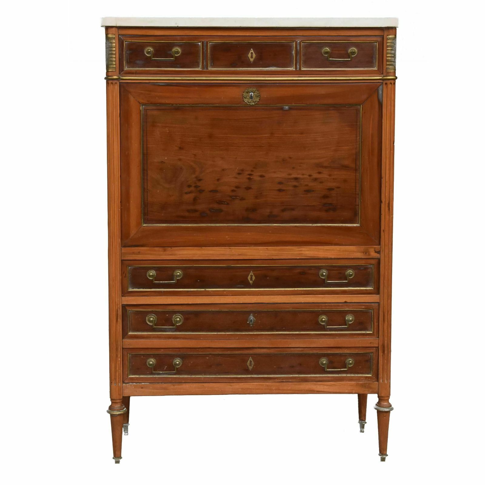 Secretary Desk With 18th Century Mahogany Doors And Cloverleaf Locks