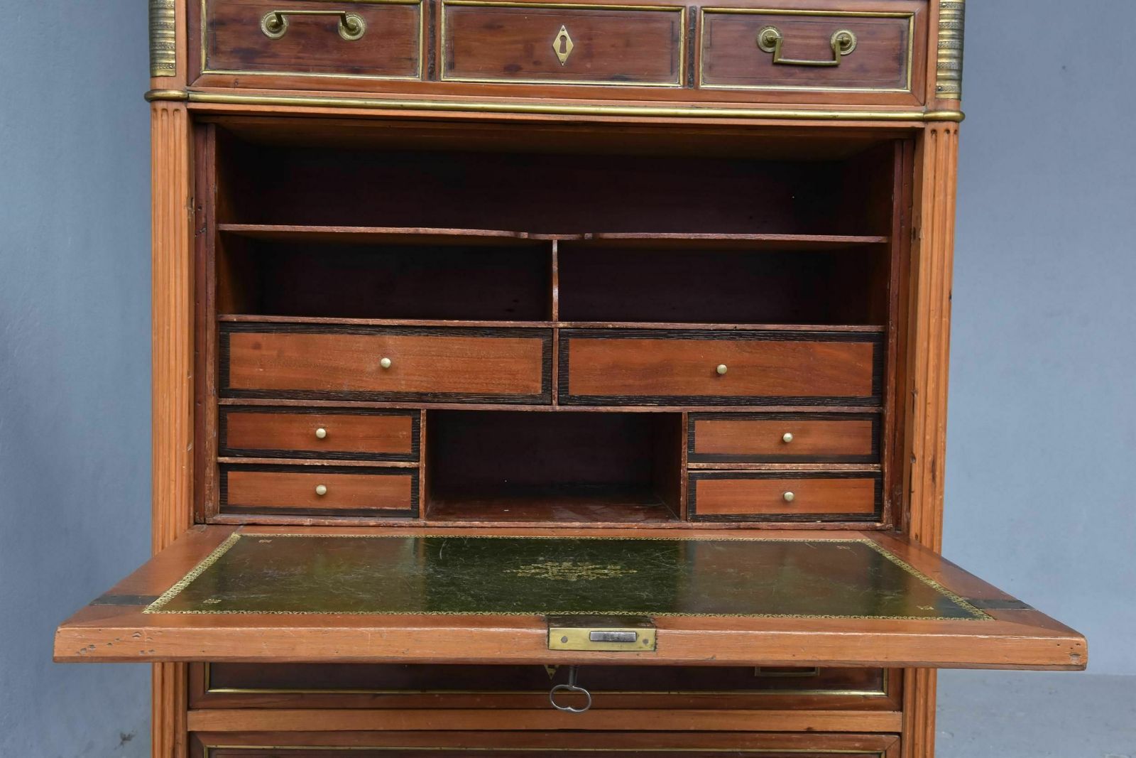 Secretary Desk With 18th Century Mahogany Doors And Cloverleaf Locks photo vinterior
