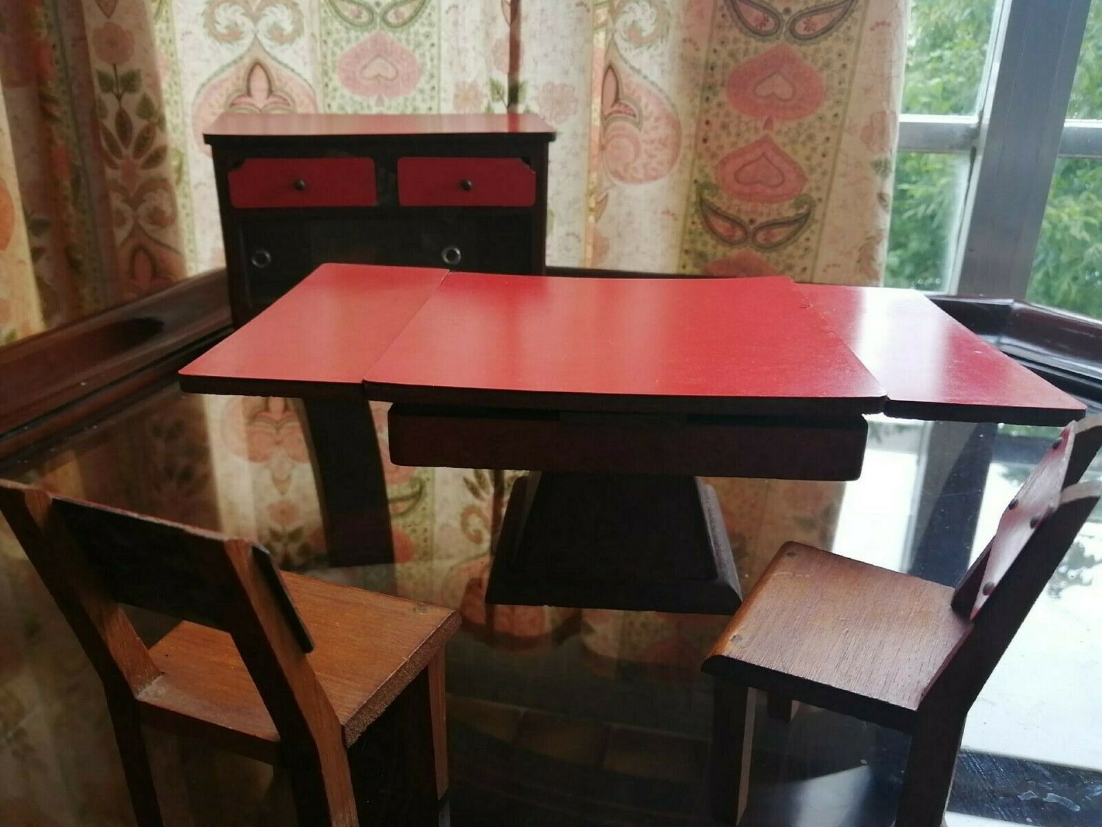 Set Of Miniature Kitchen From The 60s. In Wood, Glass And Formica. Very Rare photo for sale