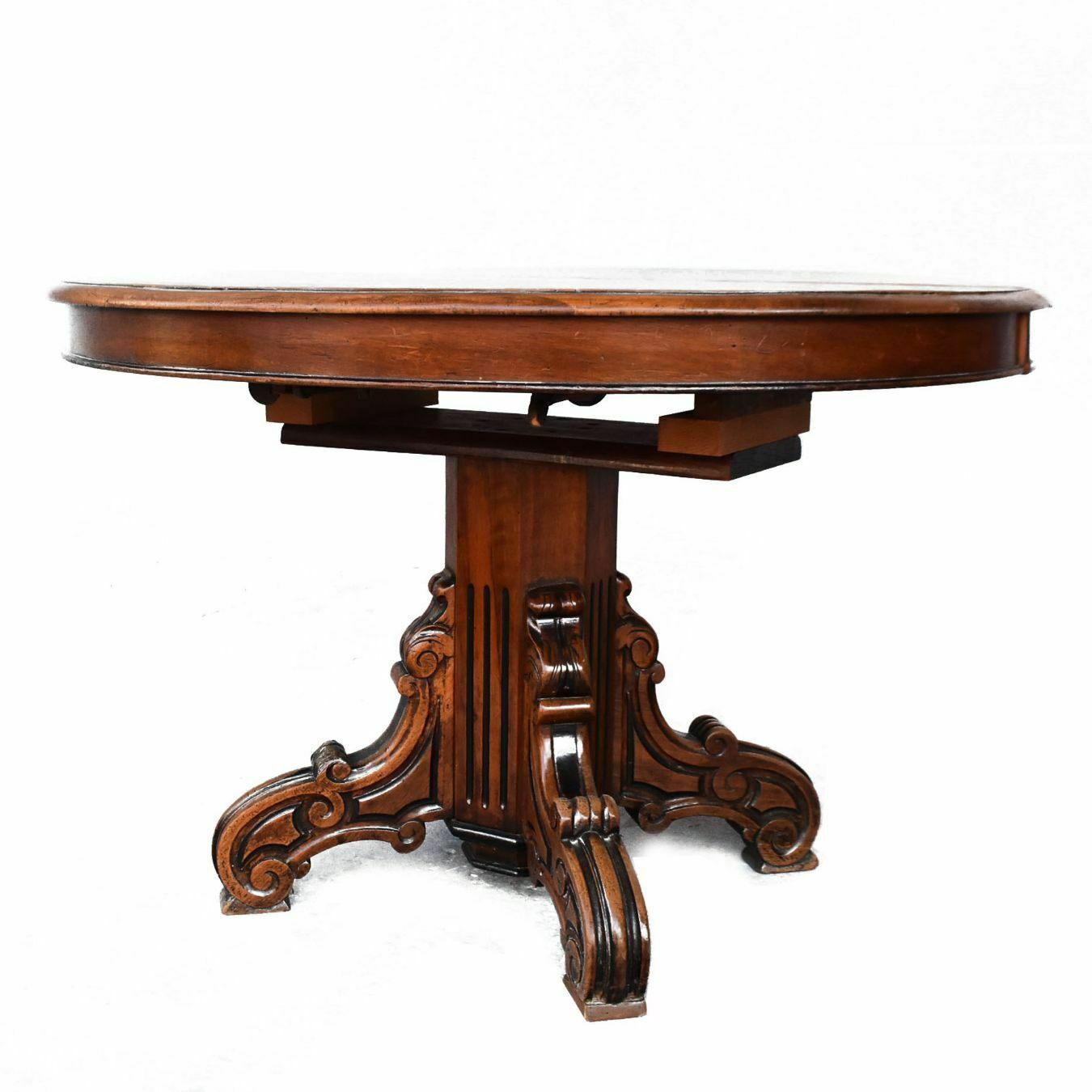 Napoleon III Style Walnut Central Foot Pedestal Table