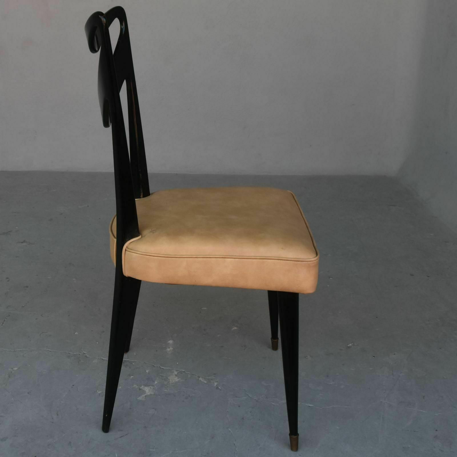 Italian Chairs 1950 Black Lacquered (Set Of 6) photo vintage