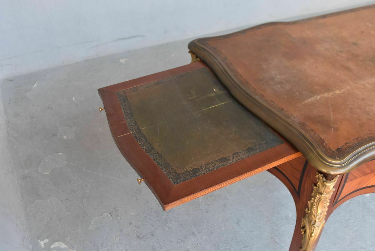 Napoleon III Desk With Rich Gilded Bronze Register photo vintage