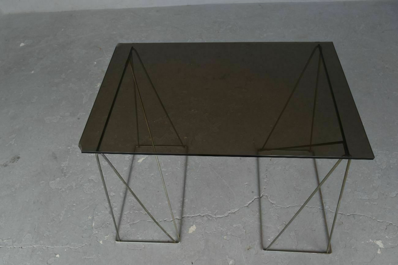 Smoked Glass Side Table And Vintage Metal photo furniture