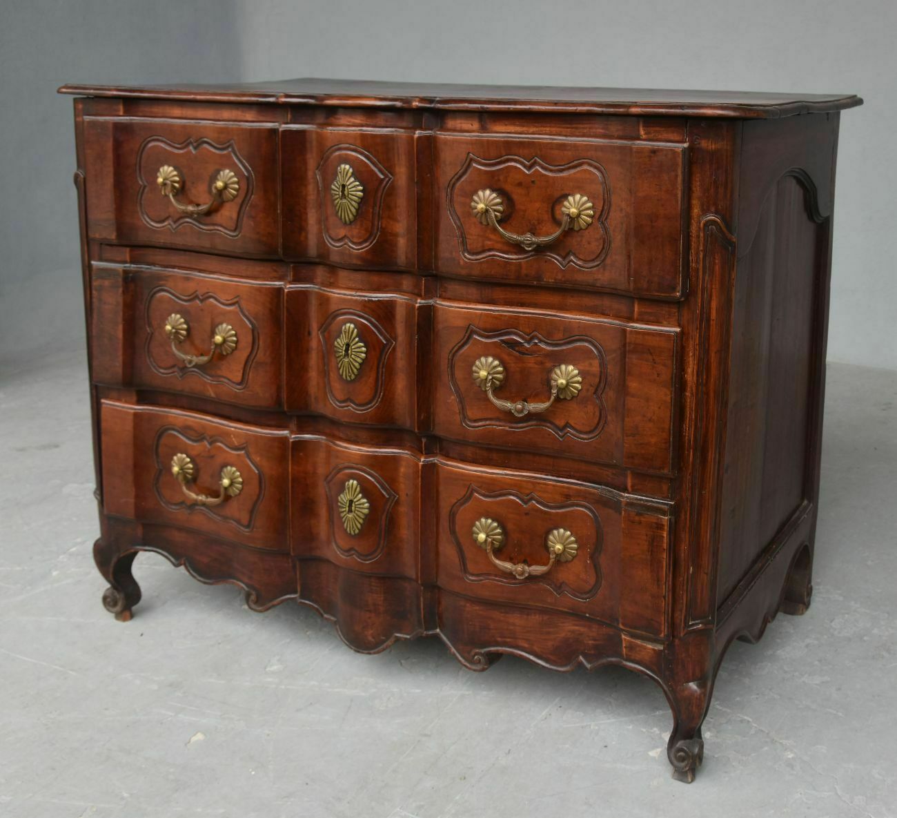 Curved Walnut Crossbow Chest Of Drawers, 18th Century photo furniture