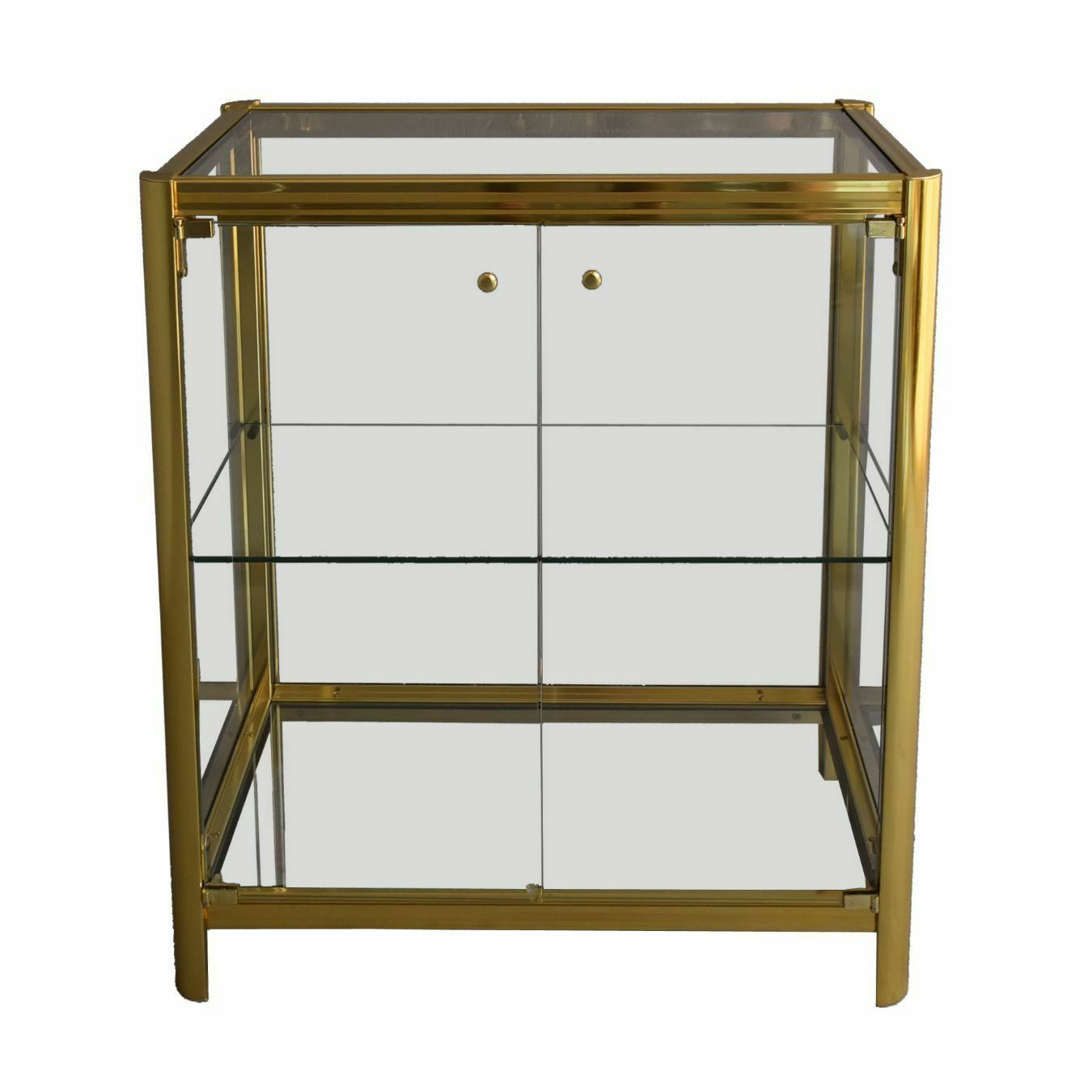 Vintage Chrome And Gold Metal Designer Display Cases (Fake Pair) photo furniture