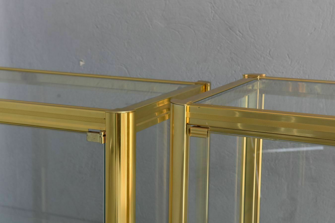 2085.0 Vintage Chrome And Gold Metal Designer Display Cases (Fake Pair) photo