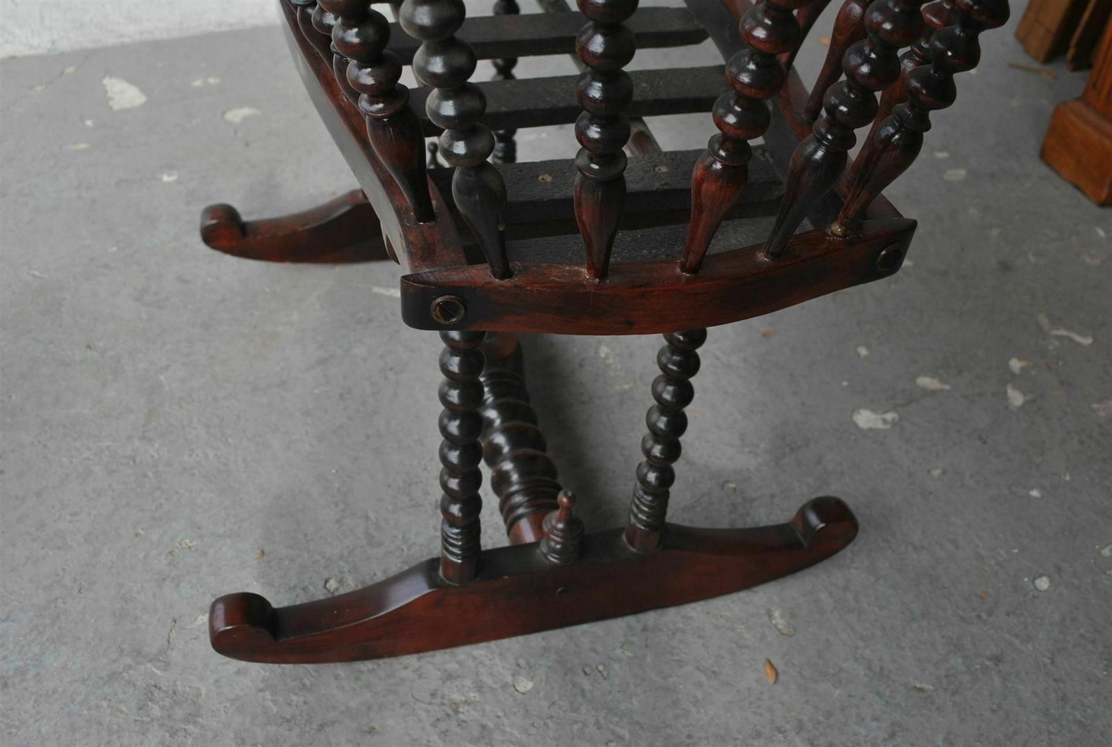 Old Cradle In Mahogany Stained Exotic Wood photo for sale