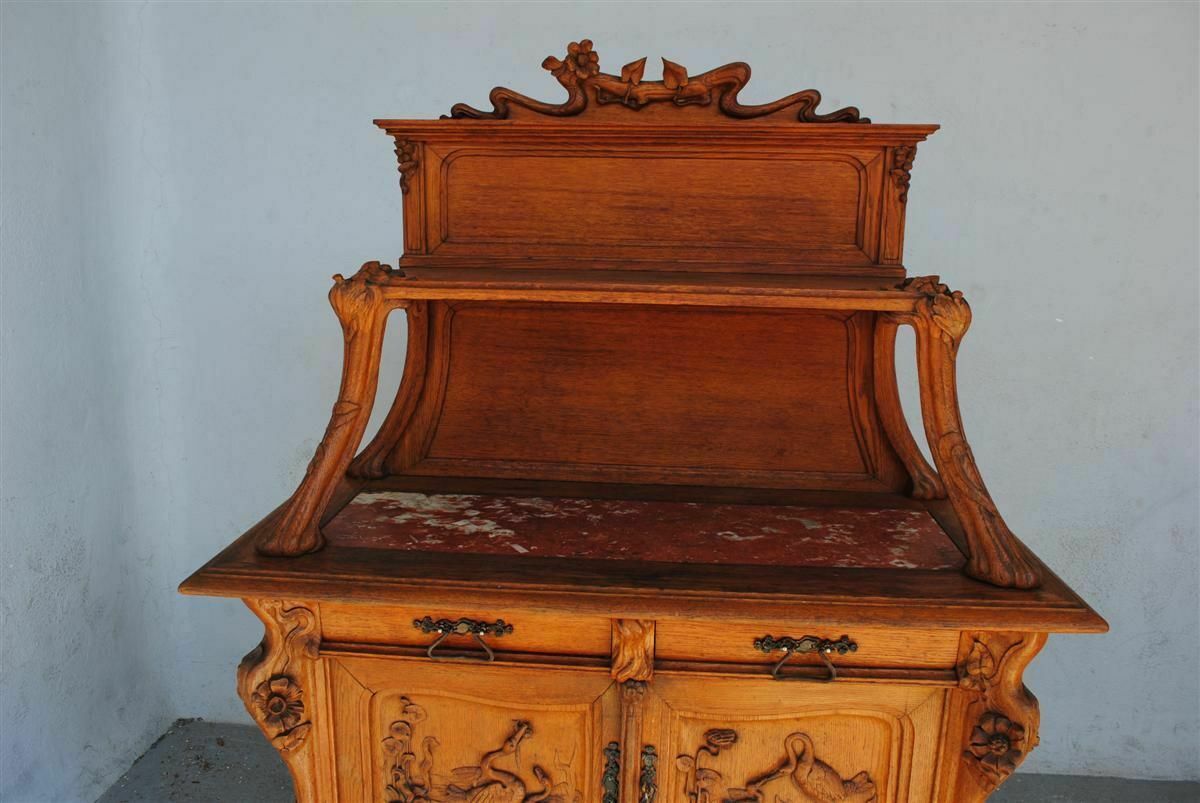 photo furniture Art Nouveau Oak Server With Herons