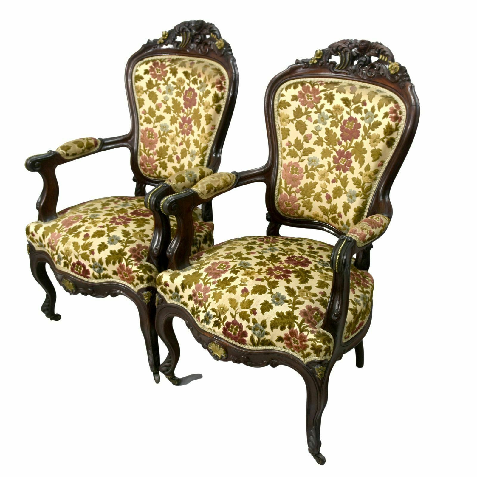 Living Room Chairs And Armchairs And Gilded Bronzes 4 Pieces Late 19th Century Precious Wood photo for sale