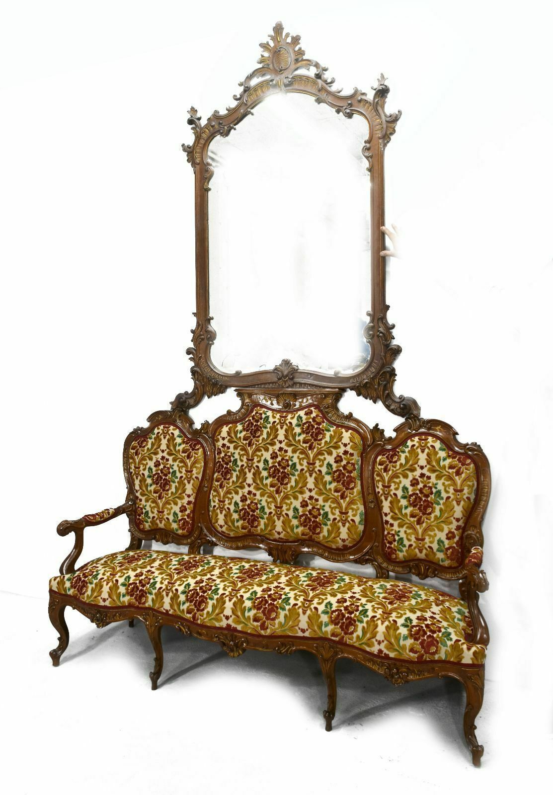 Louis XV Style Bench, Tapestry And Mirror, Late 19th Century photo furniture