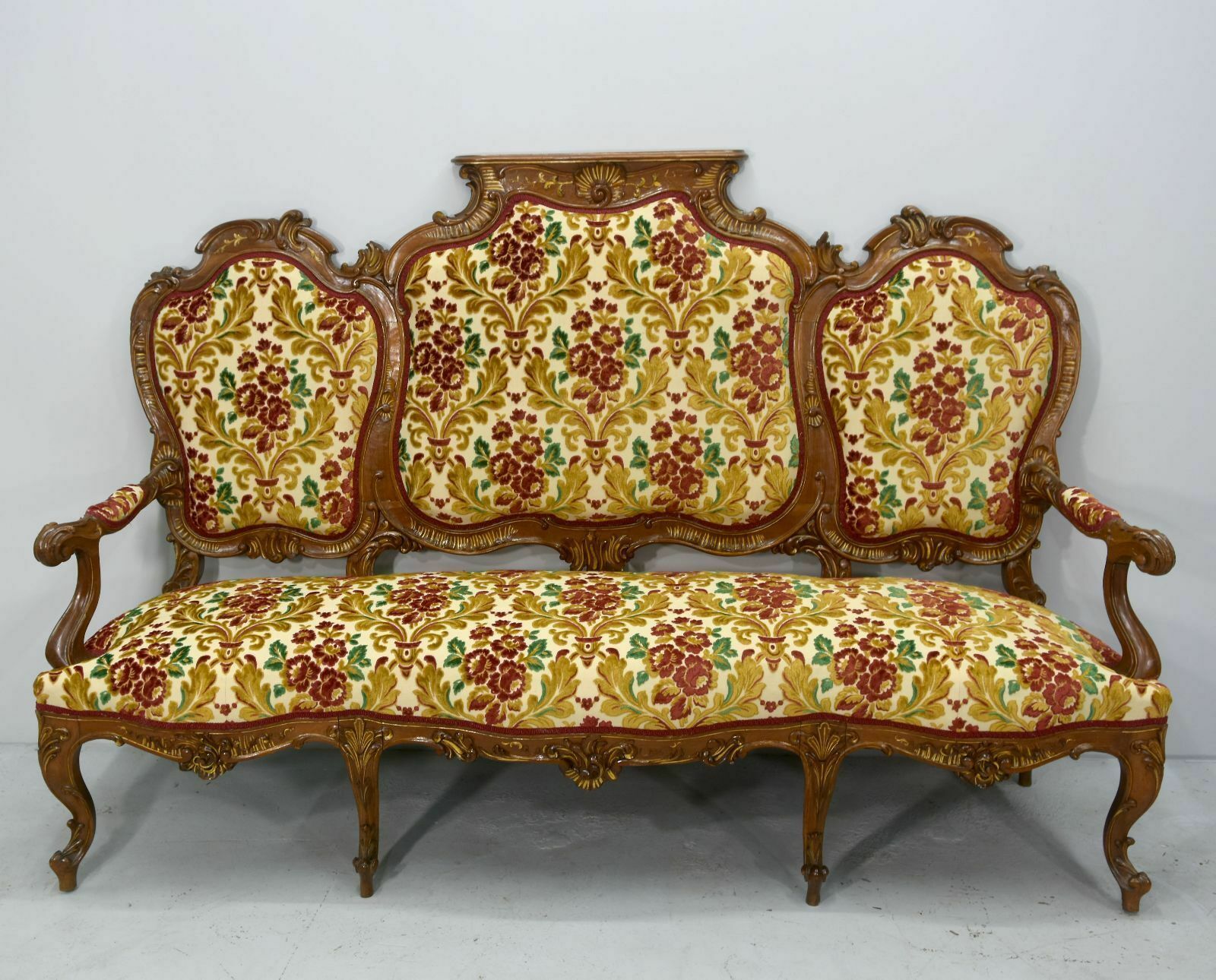 Louis XV Style Bench, Tapestry And Mirror, Late 19th Century photo for sale