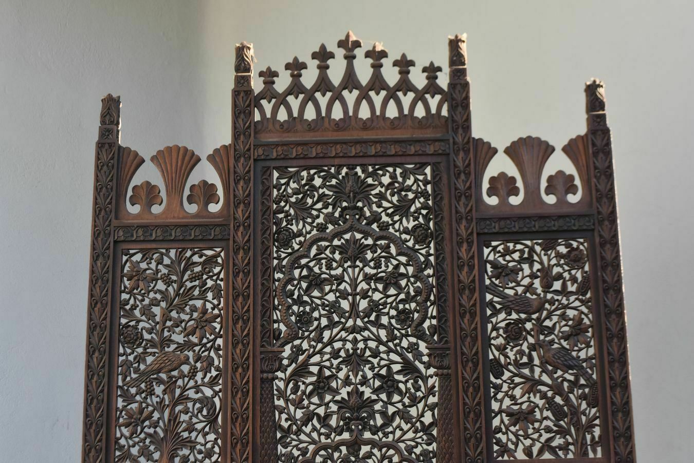 Indian Screen Richly Carved And Openwork, Late 19th Century photo for sale
