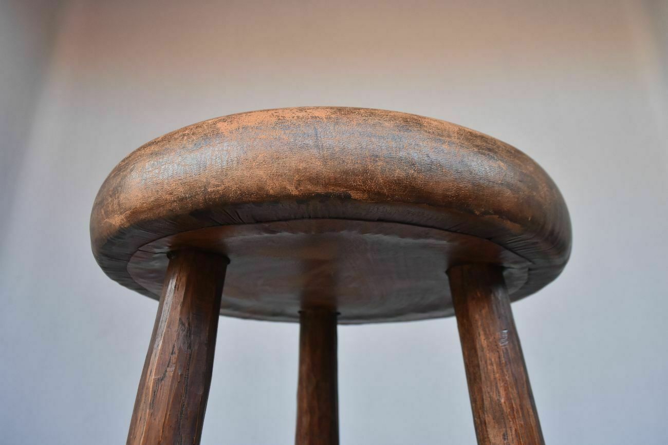 Bar Stool 1940 On Top Leather, 1940s photo vinterior