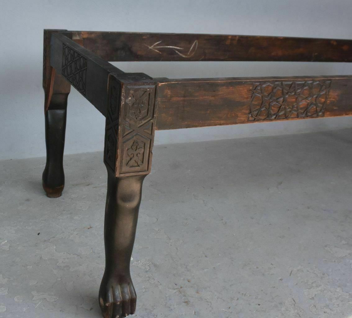 Oriental Table Base In Blackened Wood (Missing Top) photo for sale