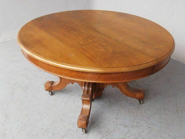 Pedestal Table Or Large Oval Table Restoration In Blond Walnut 19th Century photo vintage