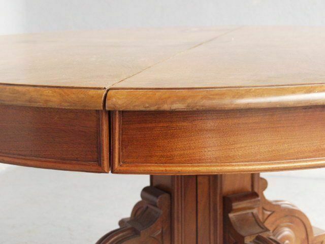 Furniture Pedestal Table Or Large Oval Table Restoration In Blond Walnut 19th Century photo