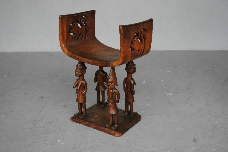 Tribal Curule Armchair Exotic Wood Beninese Tribal Leader photo furniture