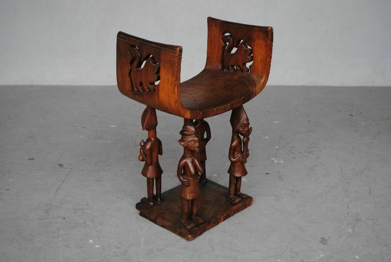 Tribal Curule Armchair Exotic Wood Beninese Tribal Leader photo for sale